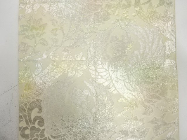  アンティーク　服部織物製　鳳凰に花更紗模様織り出し袋帯（材料）